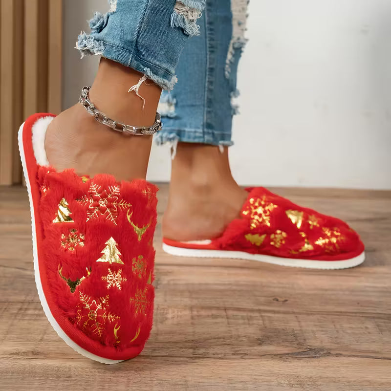 Plush Christmas Tree Slip-On Slippers