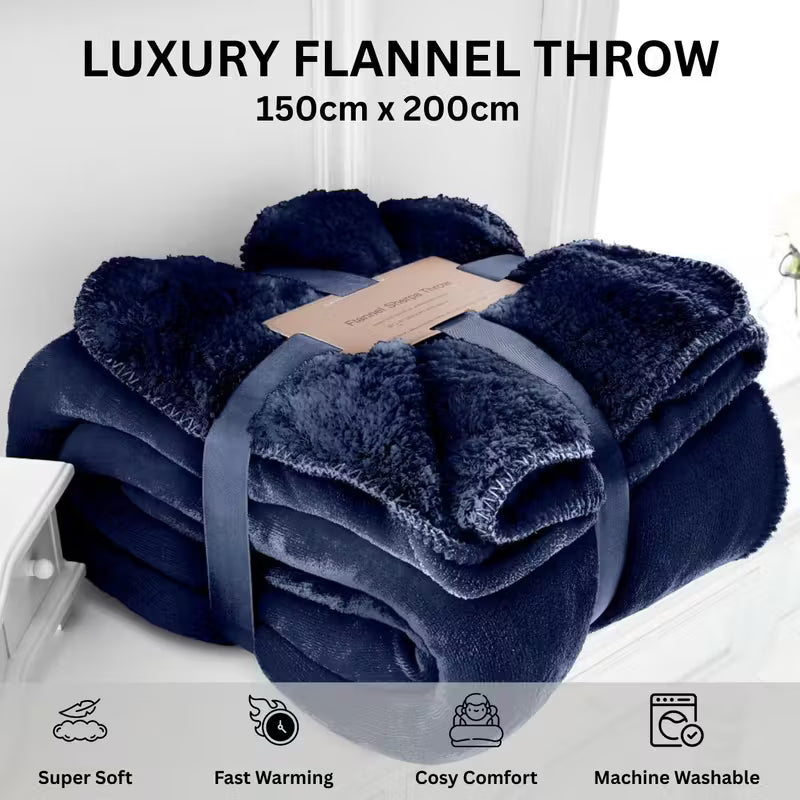 Flannel Sherpa Throw Blanket