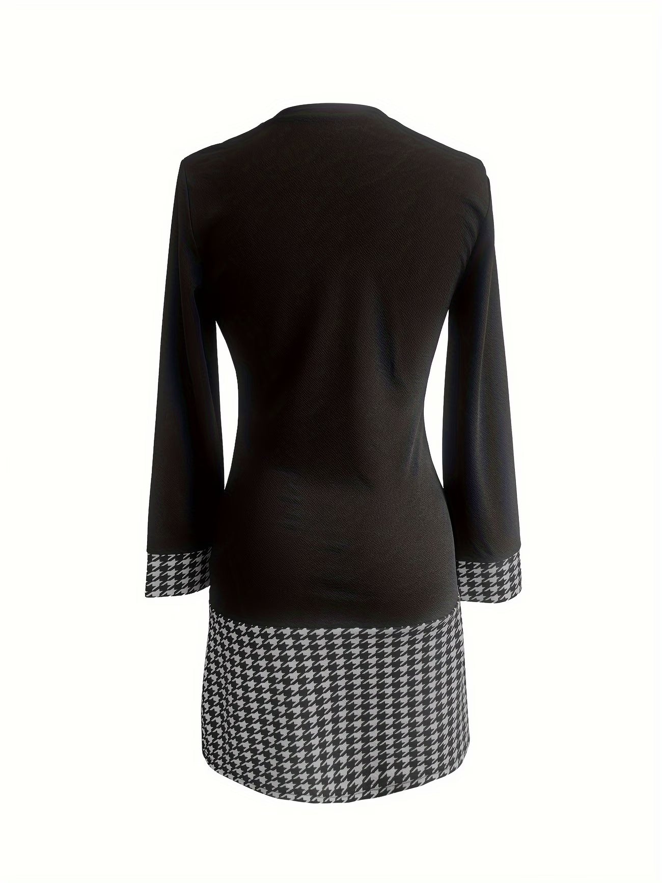 Color-block Printed Round-neck Long-sleeve A-line Women's Dress