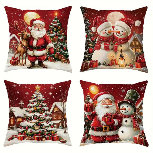 4pcs Festive Christmas Pillow Covers