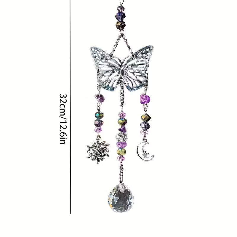 Bohemian Amethyst Butterfly Crystal Suncatcher