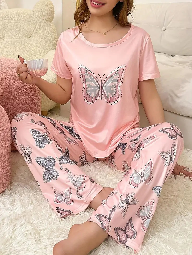 Pajama Set with Butterfly Print
