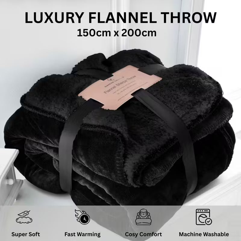 Flannel Sherpa Throw Blanket