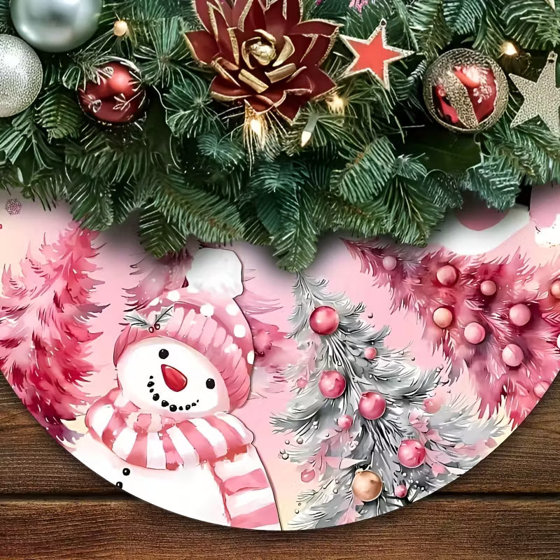 Festive Polyester Christmas Tree Skirt