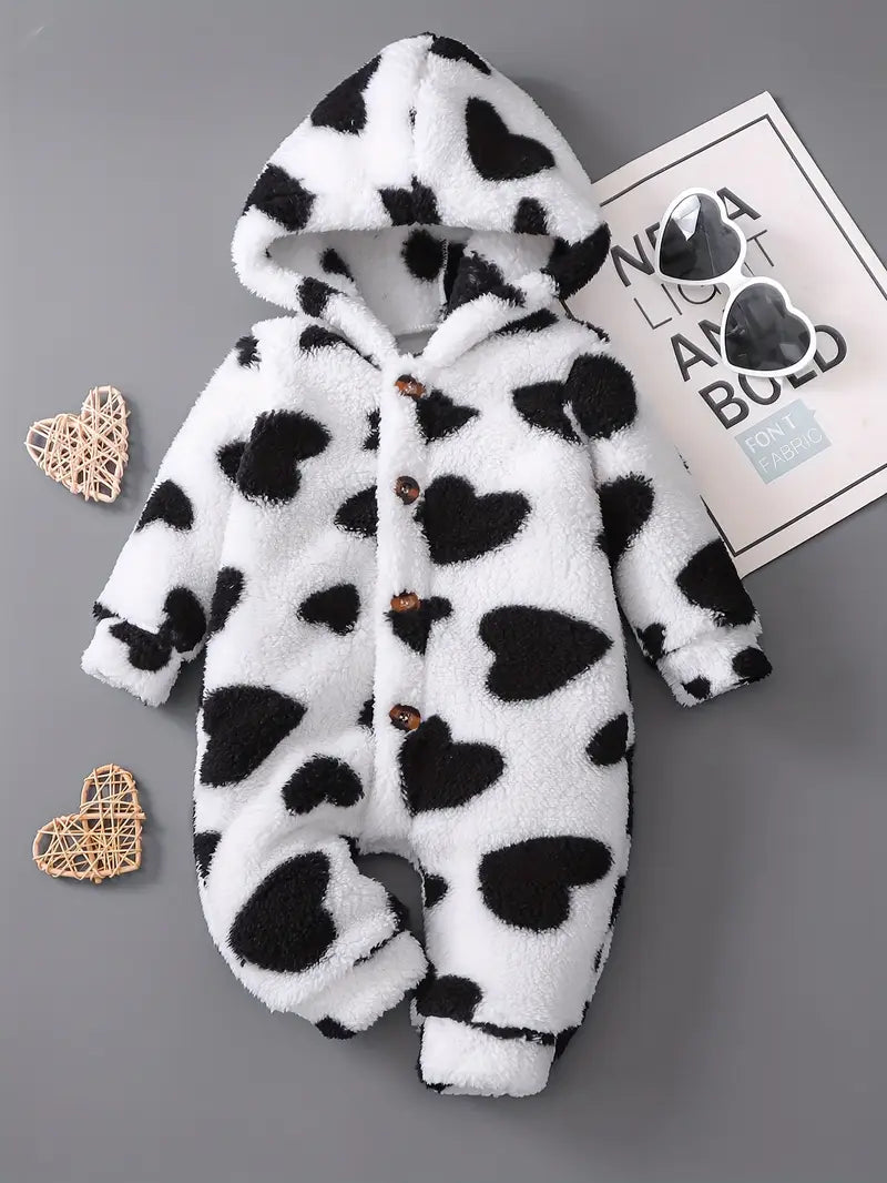 Girls' Autumn-Winter Heart Plush Hooded