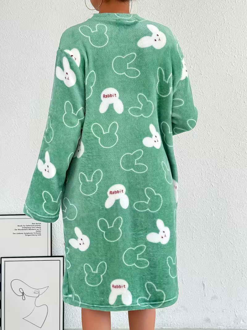 Thickened Zippered Flannel Robe,