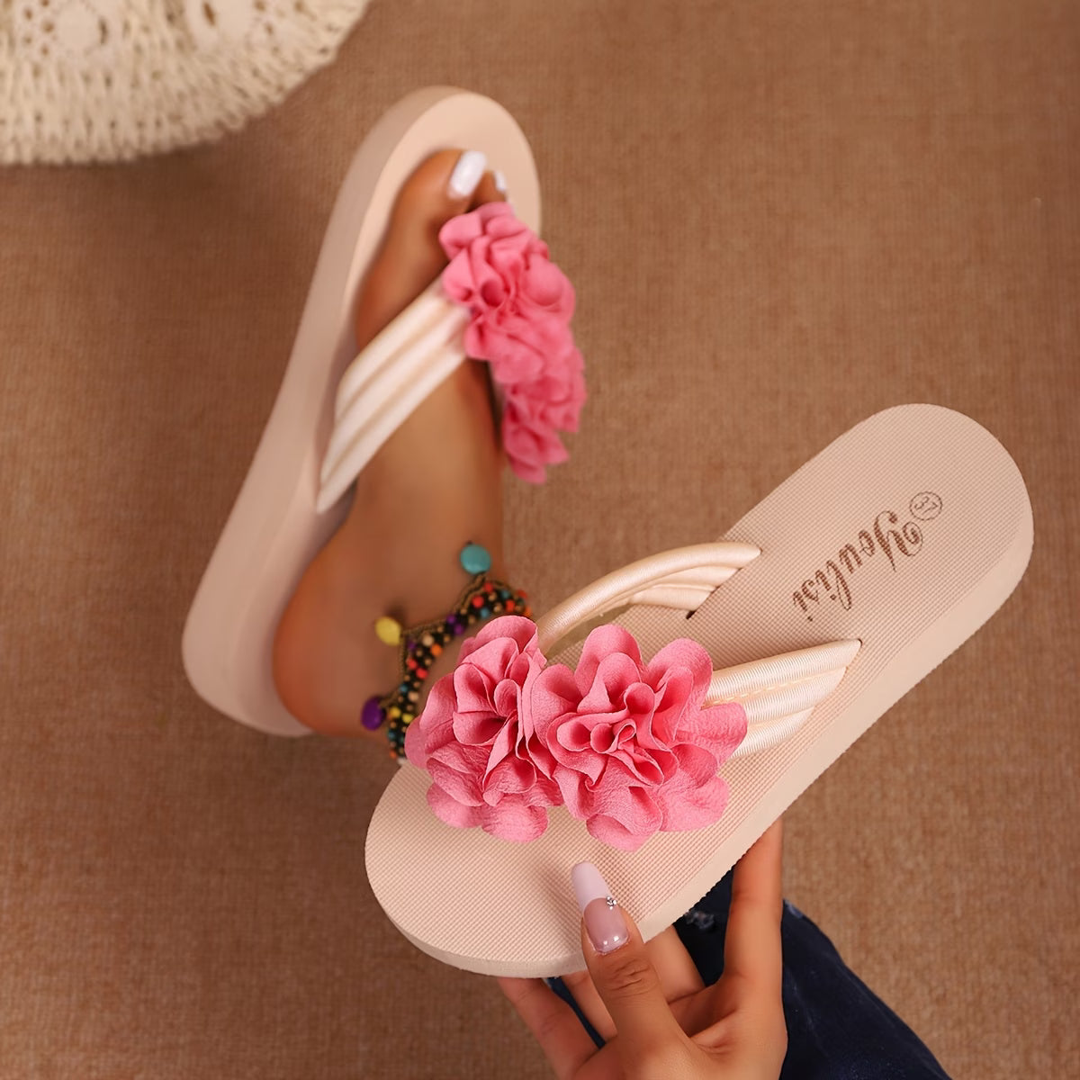 Summer Women's Bright Flower Slides
