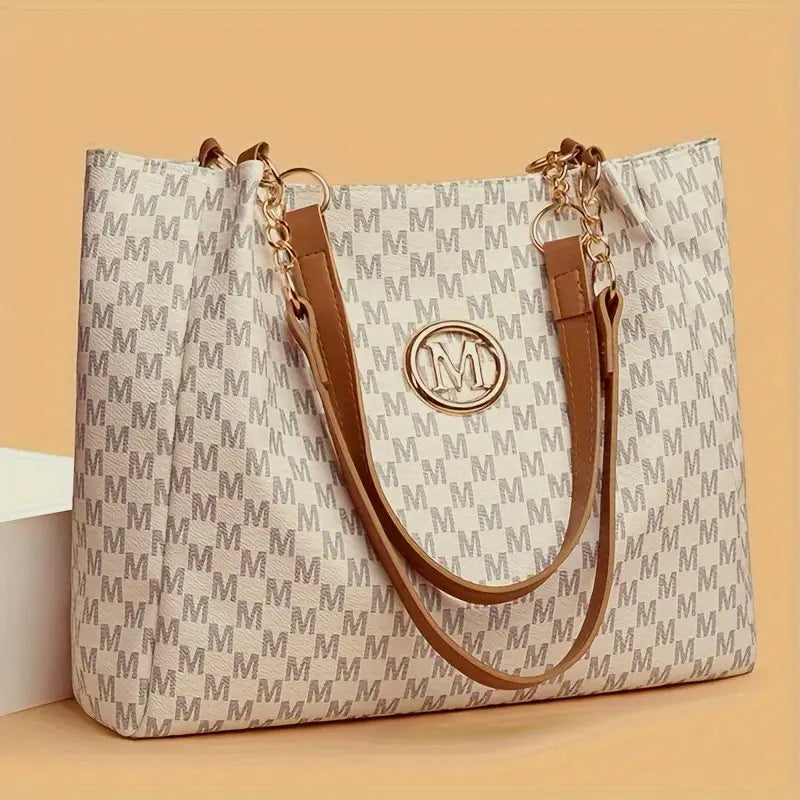 Women's Large Capacity PU Vintage M-Printed Tote & Crossbody Bag