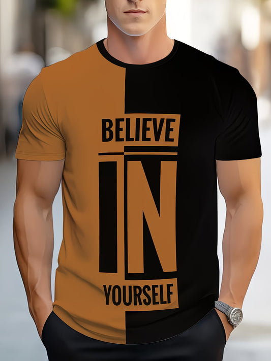 Men's Casual Round Neck T-Shirt | Modern Minimalist with Subtle Geometric Pattern