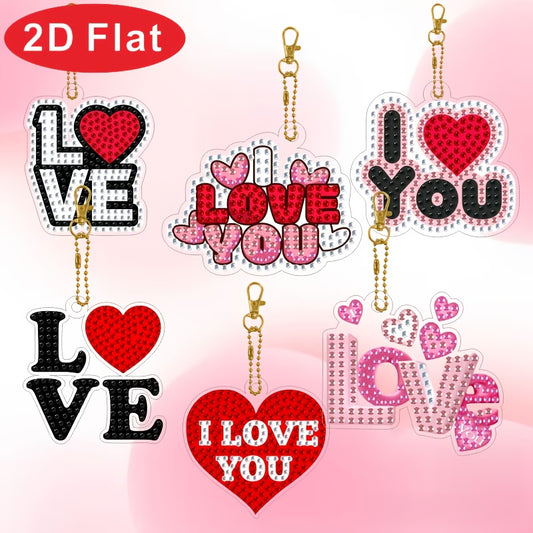 6pcs DIY Diamond Painting Keychain with Tools