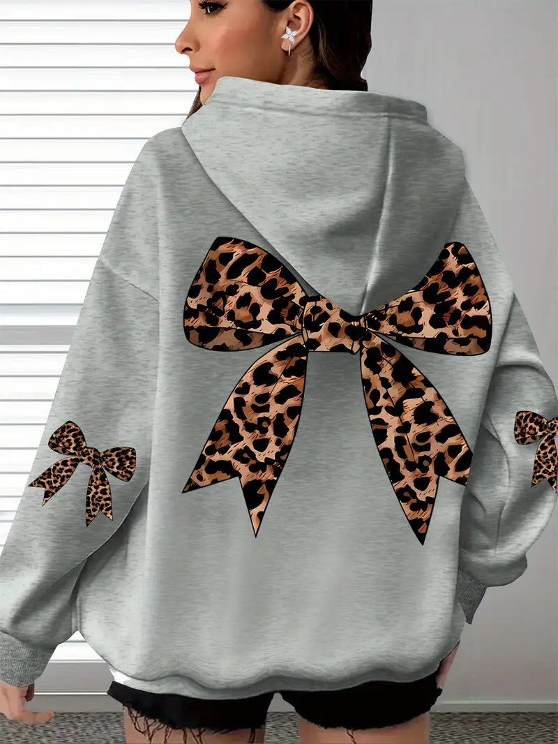 Plus Size Women'S Leopard Print Hoodie