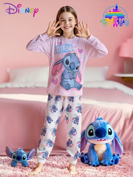 Disney, Girls' Pajama Set, Cute Stitch,