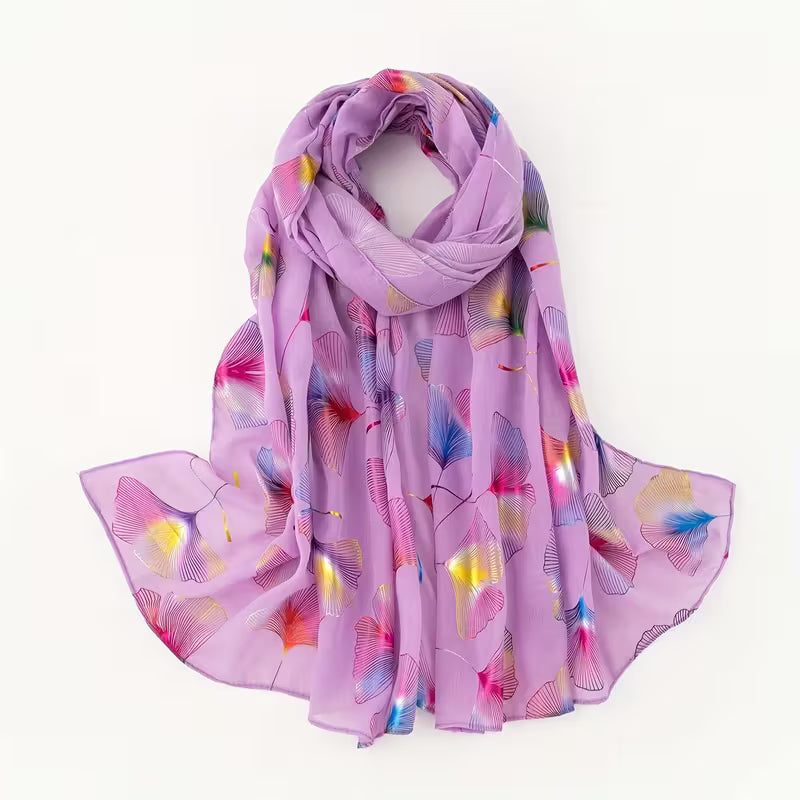 Lightweight Butterfly Print Scarf] Elegant Colorful Butterfly Print Scarf
