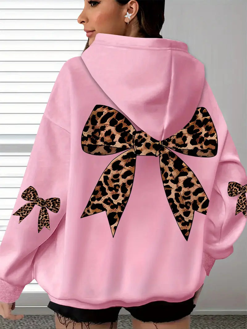 Plus Size Women'S Leopard Print Hoodie