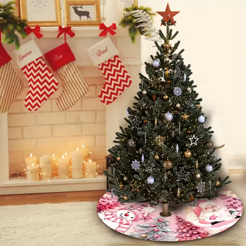 Festive Polyester Christmas Tree Skirt