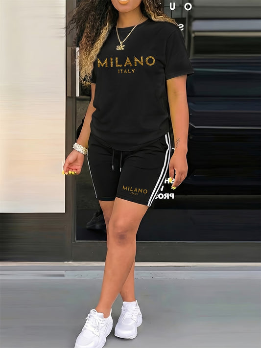 Milano Print Two-Piece — Graphic Tee & Casual Shorts