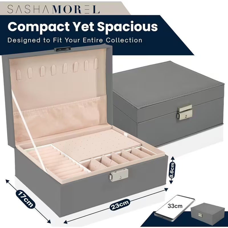 2-Layer Jewellery Box with Lock & Keys,