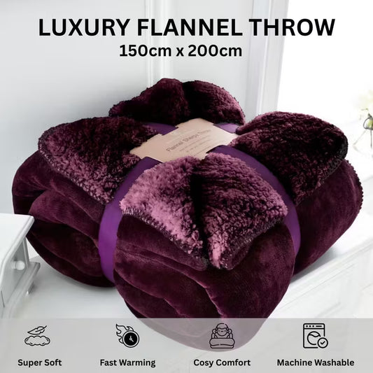 Flannel Sherpa Throw Blanket