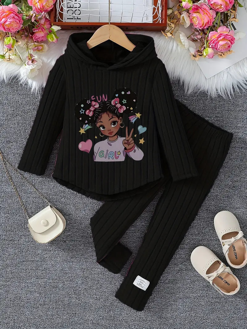Adorable Girls' Hoodie & Joggers Set