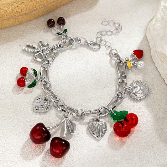 Exquisite and Adorable Red Cherry Bracelet