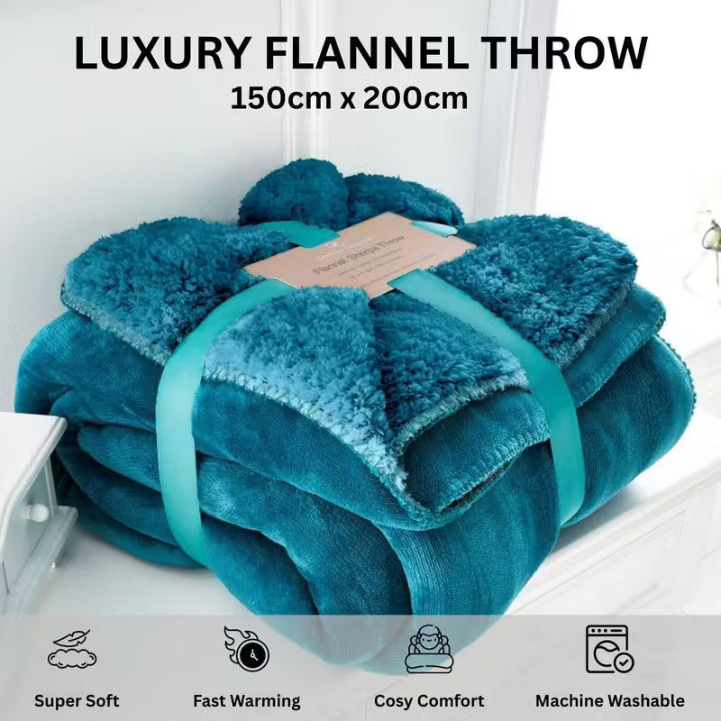 Flannel Sherpa Throw Blanket