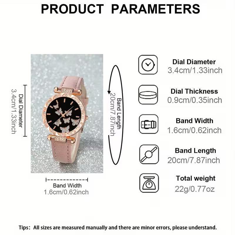 6pcs Women's Watch & Jewelry Set