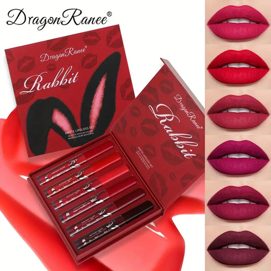 6pcs DragonRanee Rabbit Velvet Matte Lip Glaze Set