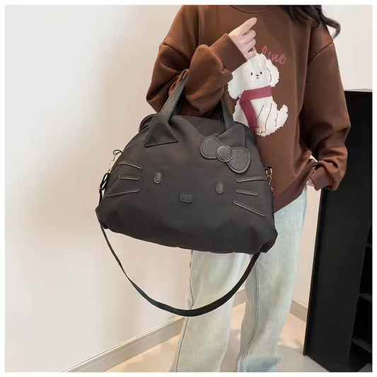 Hello Kitty Ladies' Cute Cat Face Pattern Nylon Tote Shoulder Bag