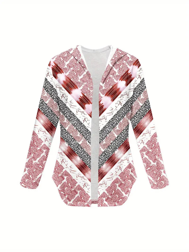 Women'S Stylish Pink & White Floral Print Cardigan and Pants Set