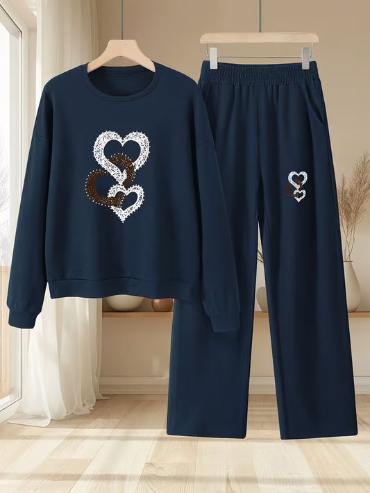 2pcs Autumn-Winter Heart Pattern sets