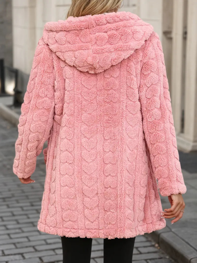 Elegant Plush Hooded Coat