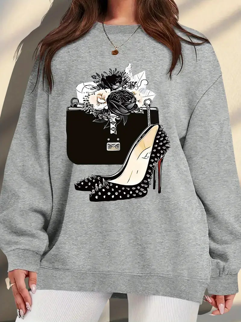 Women'S Plus Size Casual Crew Neck Sweatshirt