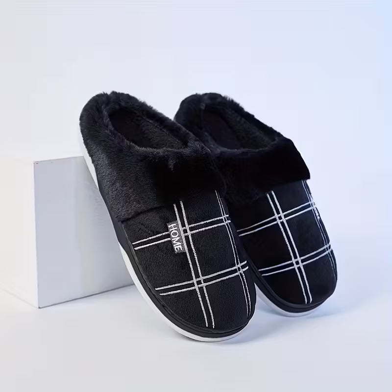 Men'S Cozy Plaid Slippers