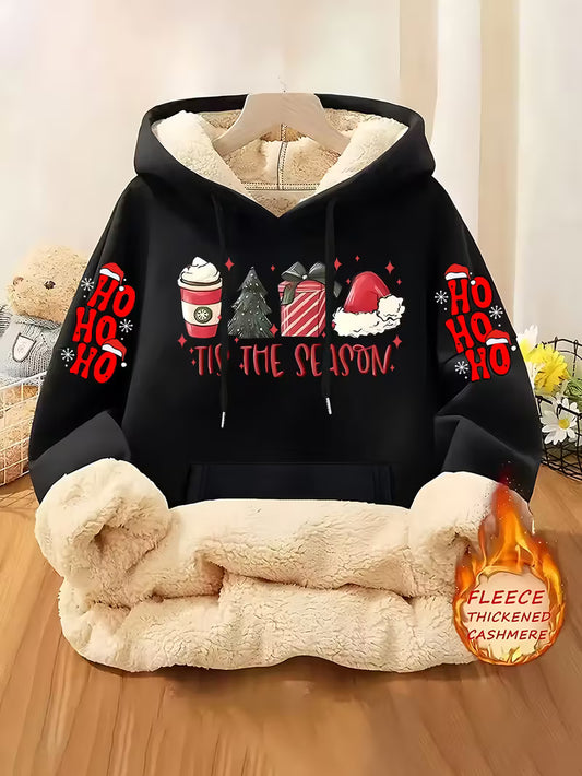 Women's Fleece-Lined Hooded Christmas Sweatshirt