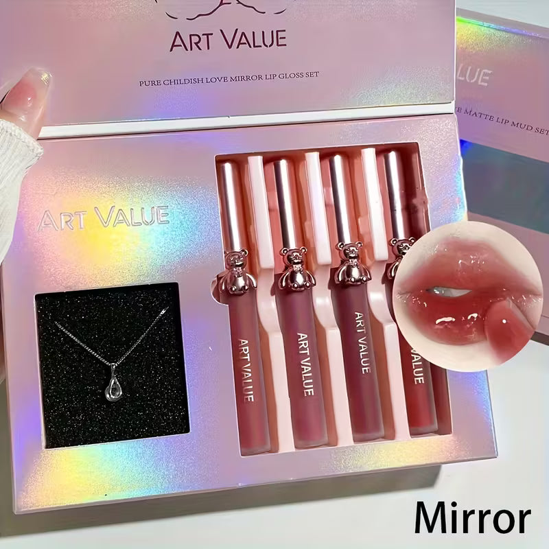 Cute Bear Lip Balm Necklace Set