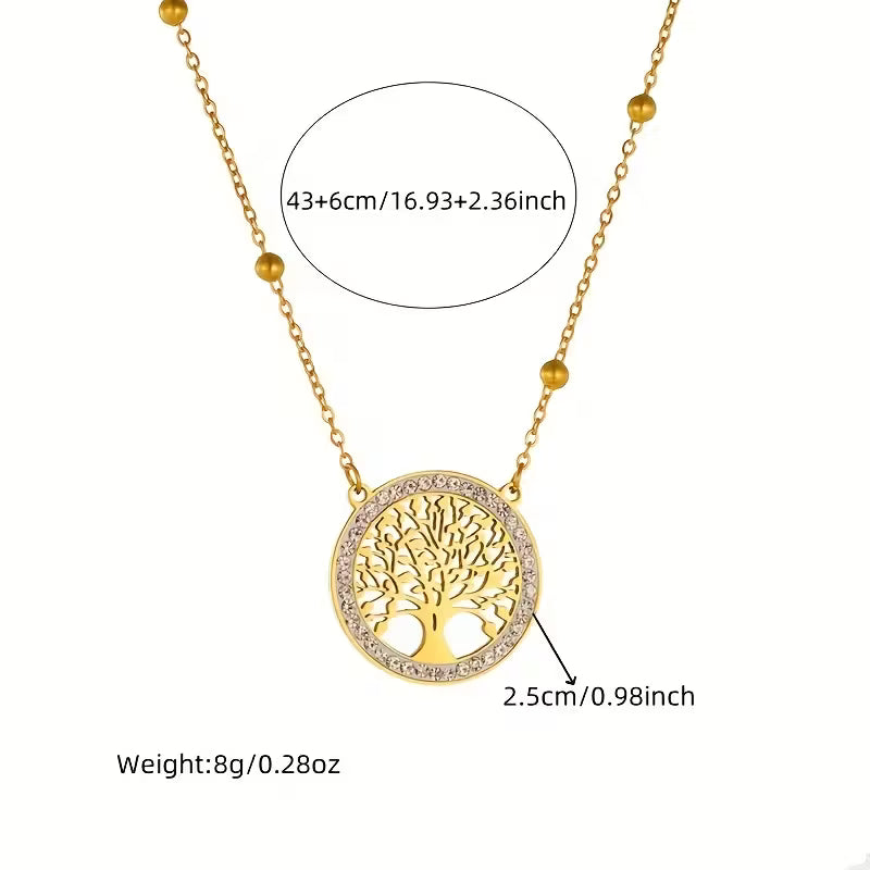 Elegant 304 Stainless Steel Life Tree Necklace and Earrings Set
