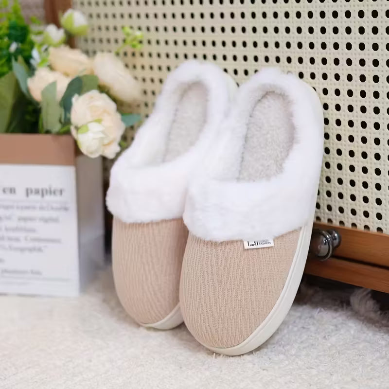 Unisex Plush Fuzzy Slip-On Slippers