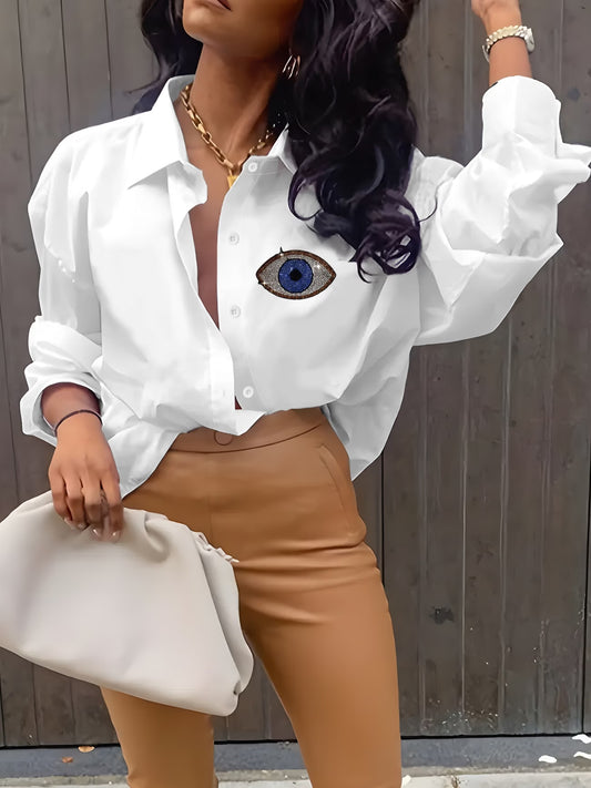 Women'S Shirt with Geometric Eye Print