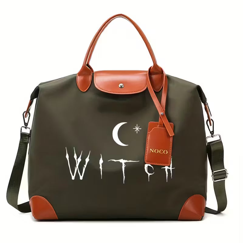 Stylish Witch Print Tote Bag