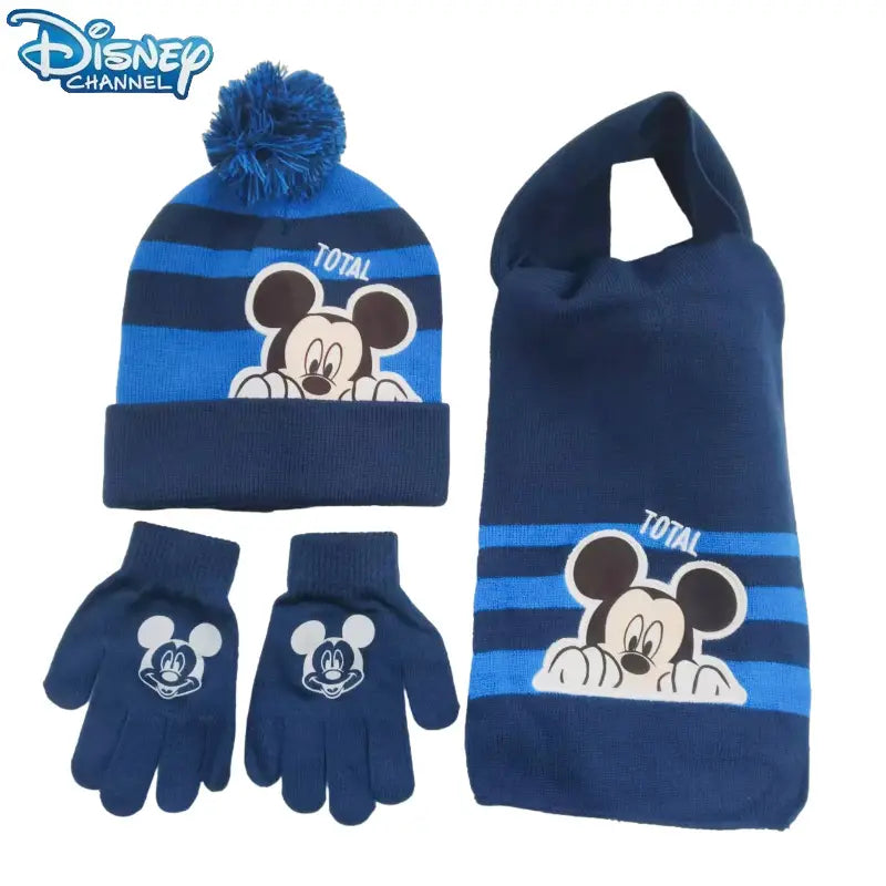 3pcs Set Mickey & Minnie Mouse Knit Winter Set