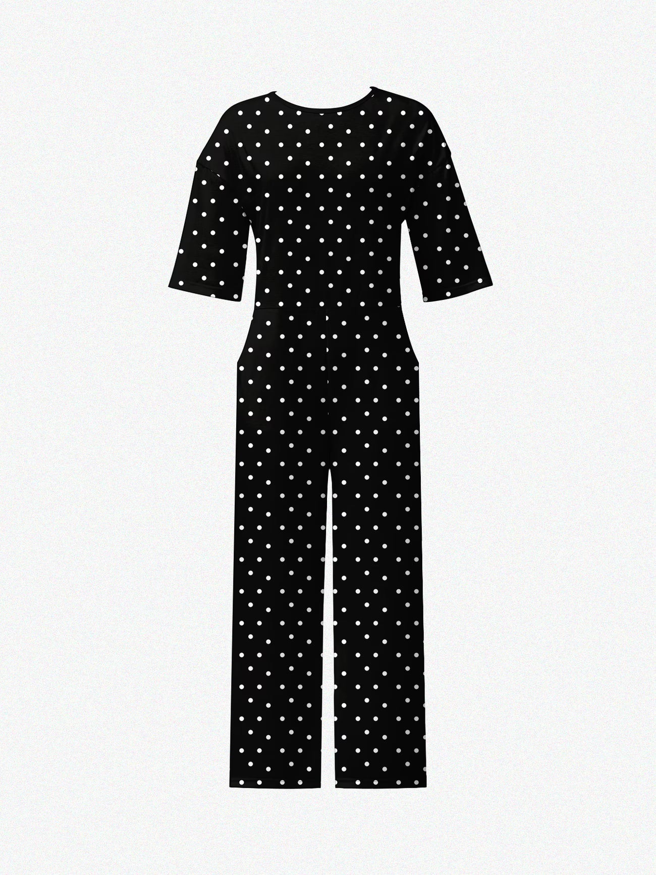 Women's Round Neck Polka Dot Jumpsuit