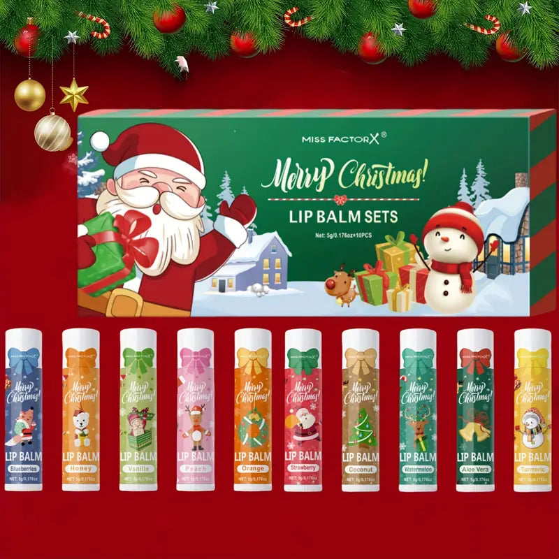 Gift Set 10pcs/Box Deep Hydration Long-Lasting Moisturizing Lip Balm Set