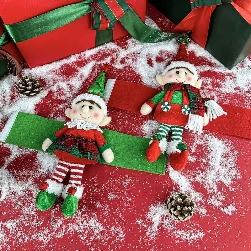 Christmas Decoration Elf Boys and Girls Curtains Buckle Wrapping Curtains