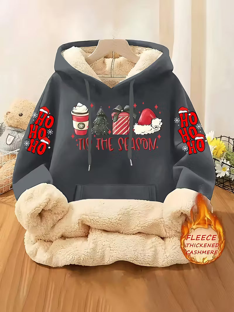 Women's Fleece-Lined Hooded Christmas Sweatshirt