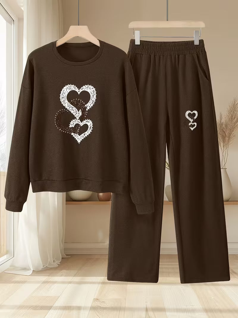 2pcs Autumn-Winter Heart Pattern sets