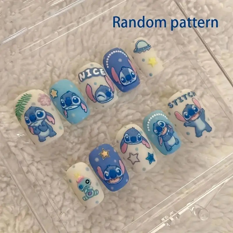 10pcs Disney Stitch Blue Oval Nail