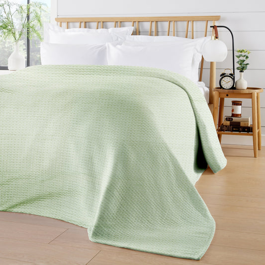 Florian Checked Throw Blanket Sage Green Bedspread for Sofas Armchairs Sofa Settee Couch Beds & Couches