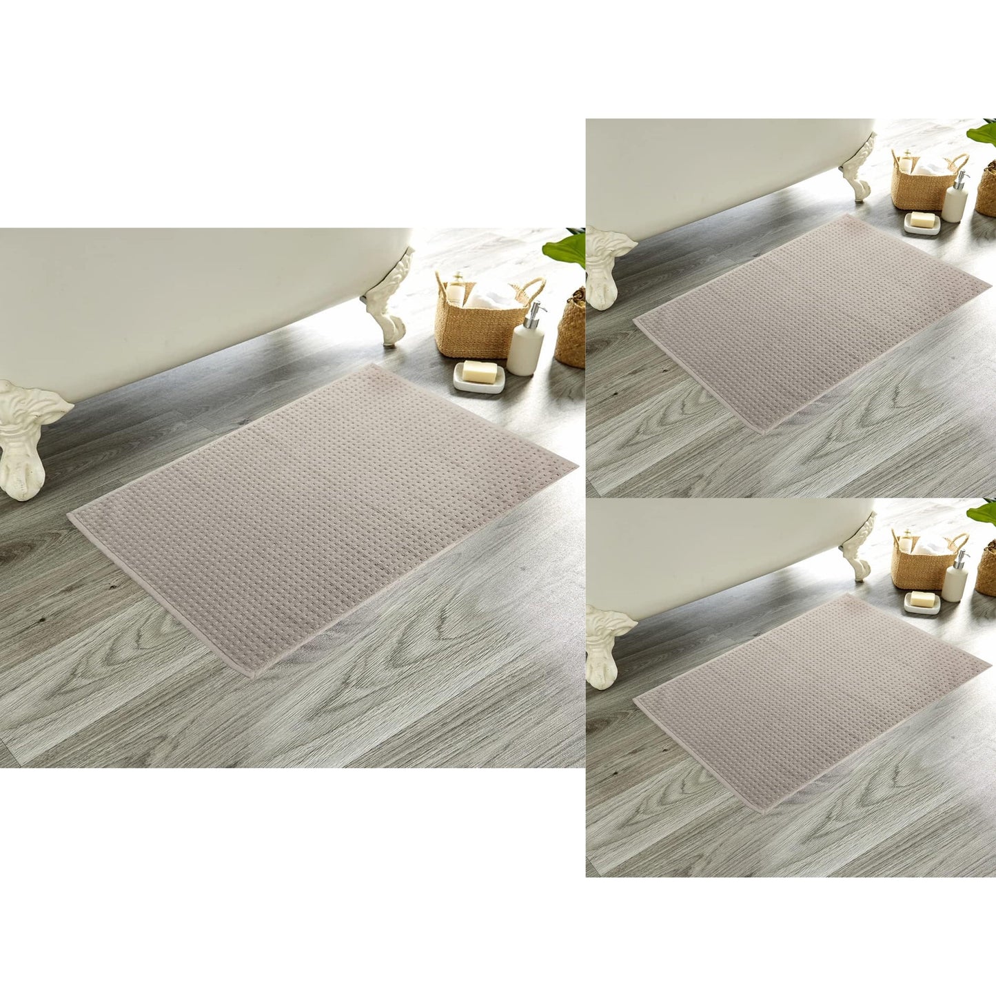 Pack of 3 Luxe Ultra-Soft Deep Cotton Pile Bathmats Handcrafted Eco-Friendly Absorbent Quick-Drying Premium Cotton Rug for Bathroom Decor by OLIVIA ROCCO