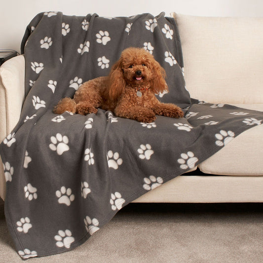 Pet Paw Print Fleece Throw