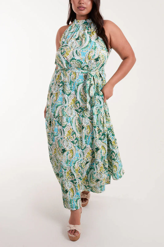 Curve Halter Neck Paisley Maxi Dress | Plus Size Summer Maxi Dress